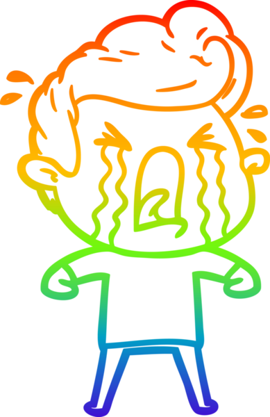 Bir insan tarafından çizilmiş ağlayan bir adamın çizdiği gökkuşağı gradyan çizgisi.