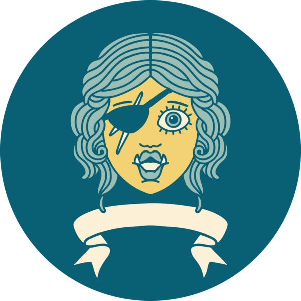 Retro Dövme Biçimli Ork karakter yüzü Bir insan tarafından çizilmiş pankartıyla