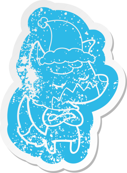 Dost canlısı çizgi film, Noel Baba şapkası takan bir tilkinin sıkıntılı çıkartması.