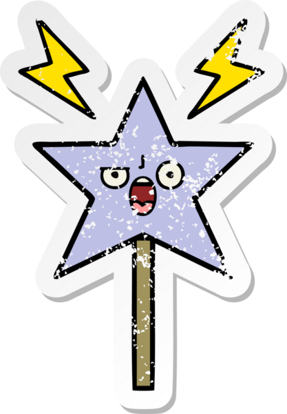 Bir insan tarafından çizilmiş sevimli bir çizgi film sihirli değneğinin sıkıntılı çıkartması.