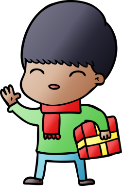 Bir insan tarafından çizilmiş mutlu çizgi film çocuğu.