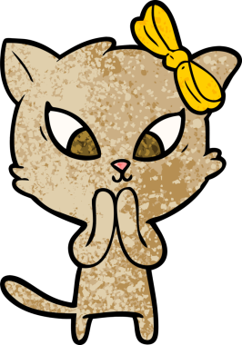 Bir insan tarafından çizilmiş çizgi film kedisi.