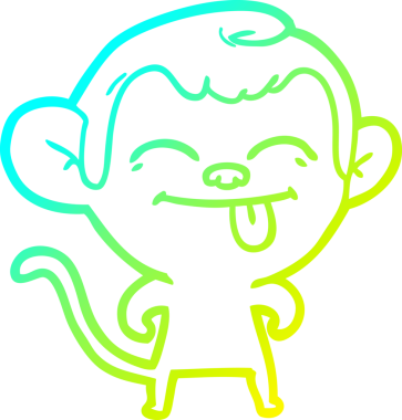 Bir insan tarafından çizilmiş komik bir çizgi maymunun soğuk eğim çizgisi.