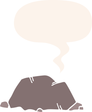 bir insan tarafından çizilmiş retro tarzı konuşma baloncuğu olan karikatür rock