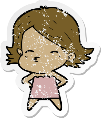 Bir insan tarafından çizilmiş karikatür bir kadının sıkıntılı çıkartması.