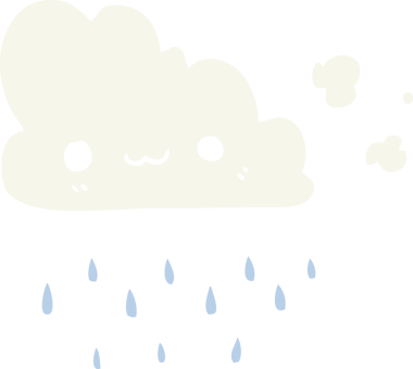 Bir insan tarafından çizilmiş düz renk çizgi film fırtına bulutu