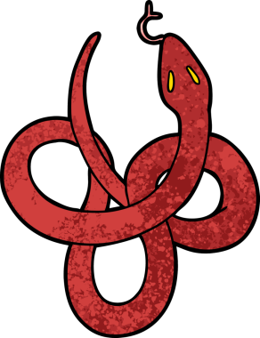 Bir insan tarafından çizilmiş çizgi film yılanı.