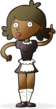 Bir insan tarafından çizilen çizgi film şaşkın hizmetçi.