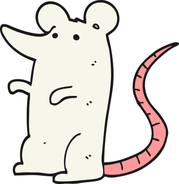 Bir insan tarafından çizilmiş çizgi film faresi.