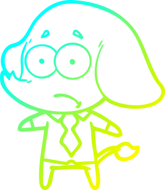 Bir insan tarafından çizilmiş gömlekli ve kravatlı belirsiz bir filin çizgi çizimi.