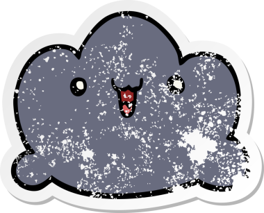 Bir insan tarafından çizilmiş karikatür bulutunun sıkıntılı çıkartması.