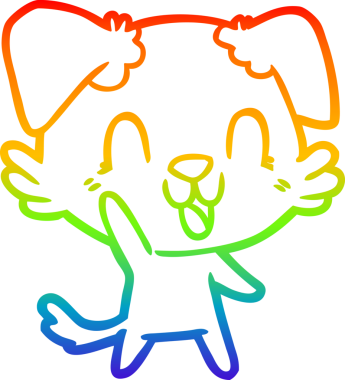 Gökkuşağı gradyan çizgisi bir insan tarafından çizilmiş gülen bir çizgi köpeğin çizimi