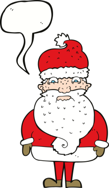 Huysuz Noel Baba çizgi filmi. Bir insan tarafından çizilmiş konuşma balonu.