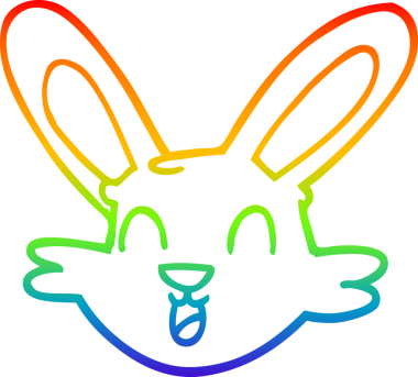 Gökkuşağı gradyan çizgi çizimi Bir insan tarafından çizilmiş şirin tavşan