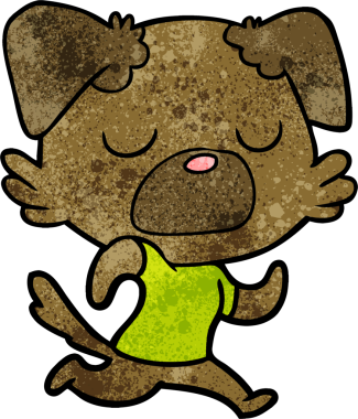 Bir insan tarafından çizilmiş çizgi köpek koşusu.