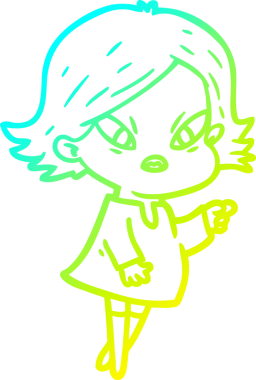 Bir insan tarafından çizilmiş soğuk gradyan çizgi çizimi stresli bir kadın