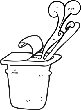 Bir insan tarafından çizilmiş siyah beyaz yoğurt.