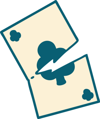 Bir insan tarafından çizilmiş yırtık bir kartın ikonik dövme şekli