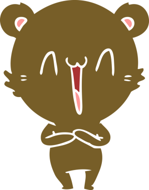 Mutlu ayı düz renkli çizgi film bir insan tarafından çizildi.