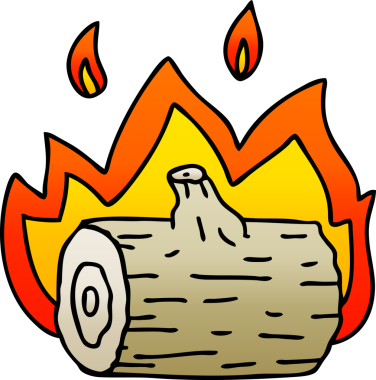 bir insan tarafından çizilmiş gölgeli garip bir kamp ateşi.