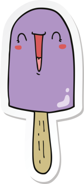 Bir insan tarafından çizilmiş mutlu buz lolipopunun çıkartması.