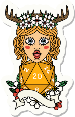 Bir insan tarafından çizilmiş 20 zarlı insan Druid çıkartması.