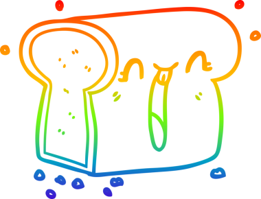 Bir insan tarafından çizilmiş gülen ekmek somununun çizgi çizimi.