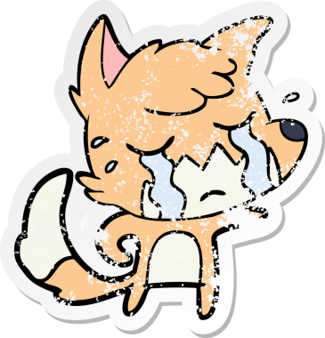 Bir insan tarafından çizilmiş ağlayan tilki çizgi filminin sıkıntılı çıkartması.