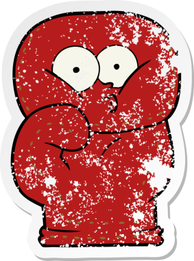 Bir insan tarafından çizilmiş karikatür boks eldiveninin sıkıntılı çıkartması.