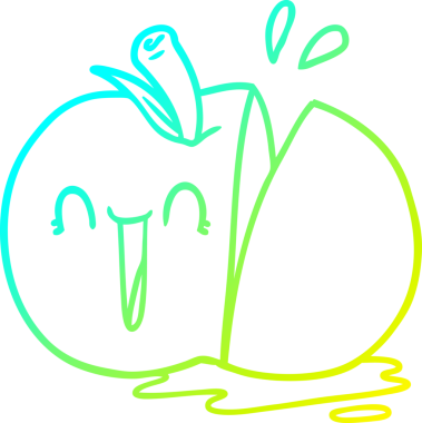 Bir insan tarafından çizilmiş mutlu bir çizgi filmin soğuk gradyan çizimi.