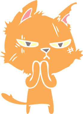 sert düz renkli çizgi film kedisi bir insan tarafından çizilmiş.