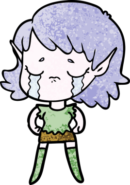 Bir insan tarafından çizilmiş ağlayan elf kızı.