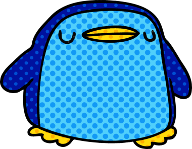 Bir insan tarafından çizilmiş sevimli bir penguen resmi.