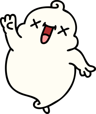 Bir insan tarafından çizilmiş şirin bir cadılar bayramı hayaleti çizimi.