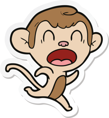 Bir insan tarafından çizilmiş bağıran çizgi film maymunu çıkartması.