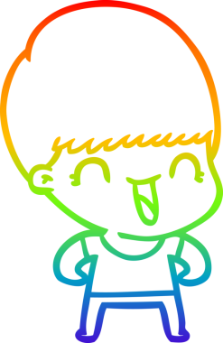 gökkuşağı gradyanı çizimi bir insan tarafından çizilmiş mutlu bir çizgi film çocuğu