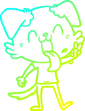 Bir insan tarafından çizilmiş soluyan bir köpeğin soğuk eğimli çizgisi.