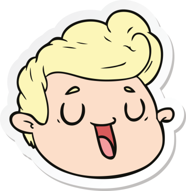 Bir insan tarafından çizilmiş karikatür erkek yüzü çıkartması