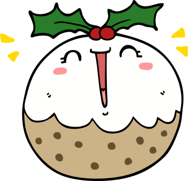 Bir insan tarafından çizilmiş tatlı bir Noel pudingi.