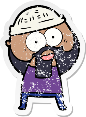 Bir insan tarafından çizilmiş sakallı bir adamın sıkıntılı çıkartması.