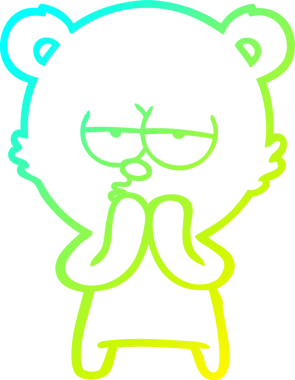 Sıkılmış bir ayı karikatürünün insan tarafından çizilmiş soğuk gradyan çizgisi