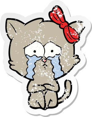 Bir insan tarafından çizilmiş karikatür bir kedinin sıkıntılı çıkartması.