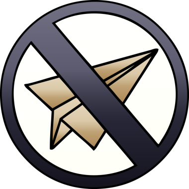 Bir insan tarafından çizilmiş kağıttan bir uçak tabelasının gölgelenmiş karikatürü.