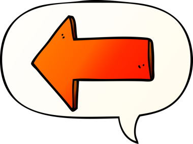 bir insan tarafından çizilmiş düzgün eğimli konuşma baloncuklu çizgi film oku