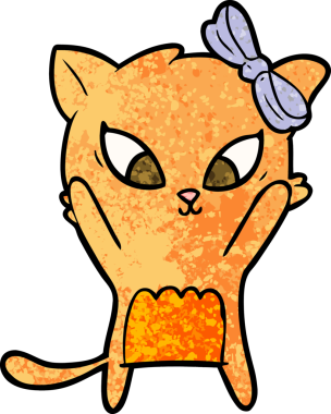 Bir insan tarafından çizilmiş çizgi film kedisi.