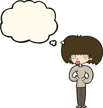 Bir insan tarafından çizilmiş düşünce balonlu bir karikatür.