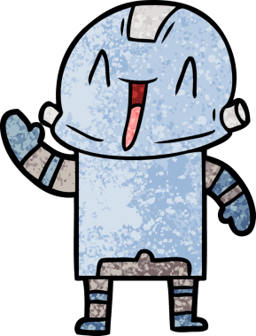 Bir insan tarafından çizilmiş çizgi film robotu