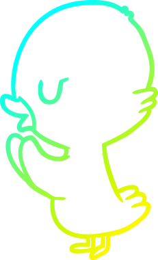 Bir insan tarafından çizilmiş şirin bir ördek yavrusunun soğuk eğimli çizgisi.