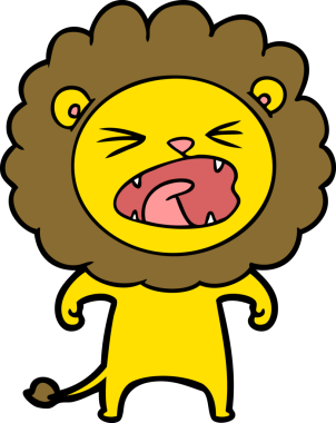 Bir insan tarafından çizilmiş kızgın aslan çizgi filmi.