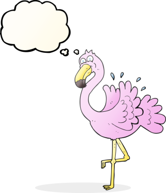 Bir insan tarafından çizilmiş serbest çizim balon flamingo çizimi.